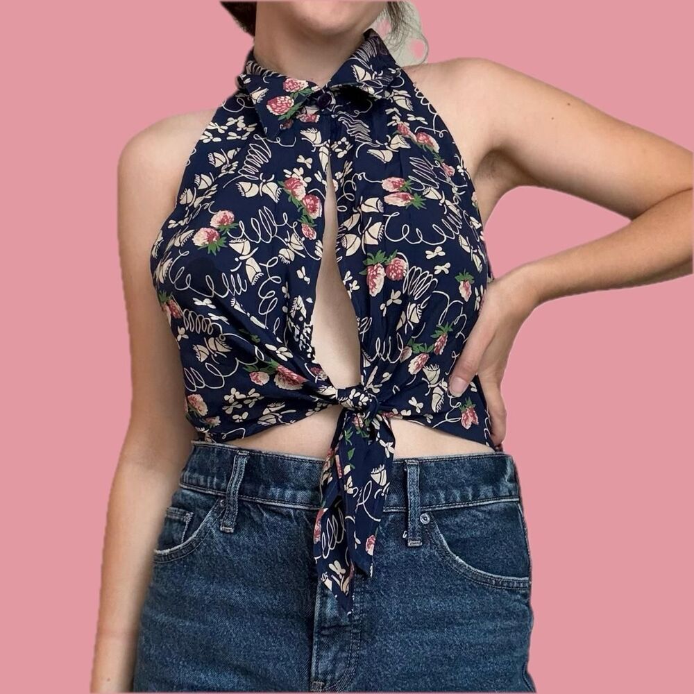 Deadstock Vintage The Limited Strawberry & Butterfly Halter Top